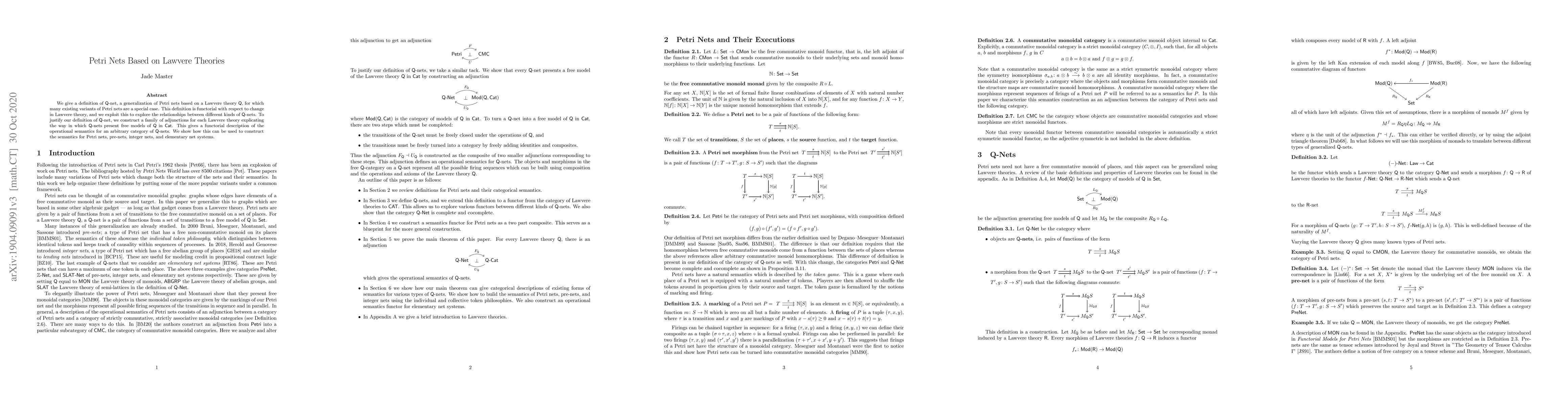 Thumbnail for Petri Nets Based on Lawvere Theories