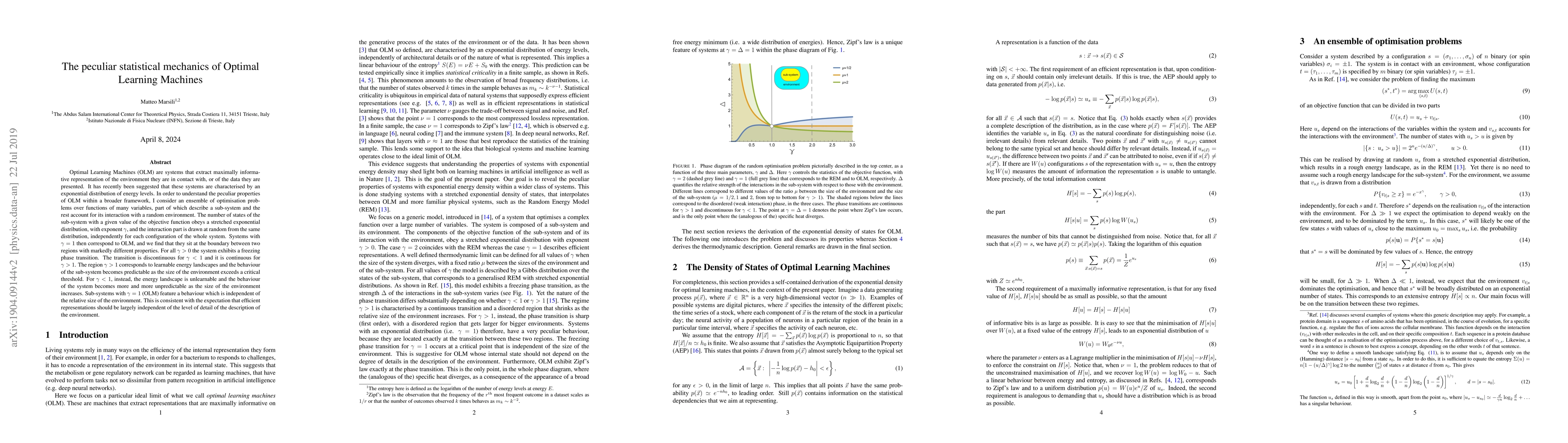 Thumbnail for The peculiar statistical mechanics of Optimal Learning Machines