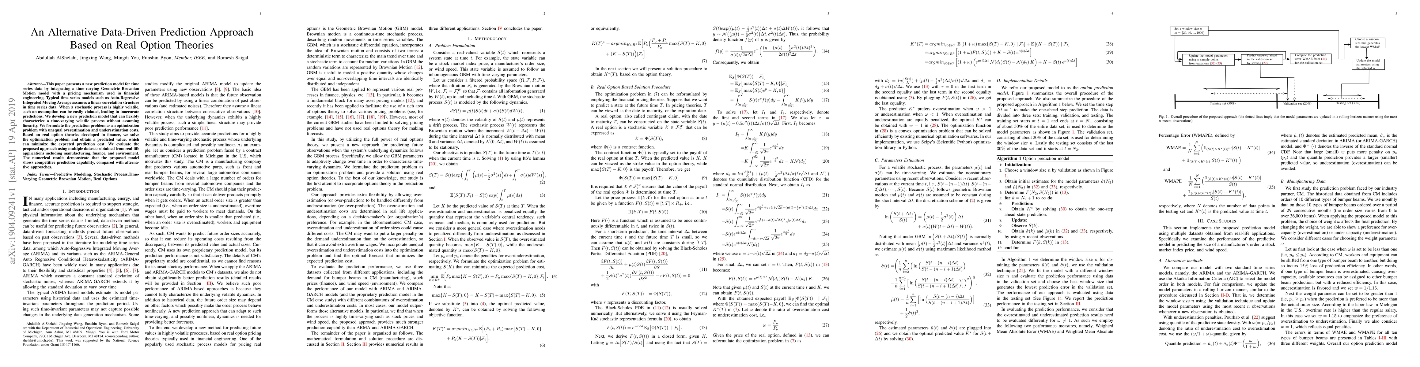Thumbnail for An Alternative Data-Driven Prediction Approach Based on Real Option
  Theories