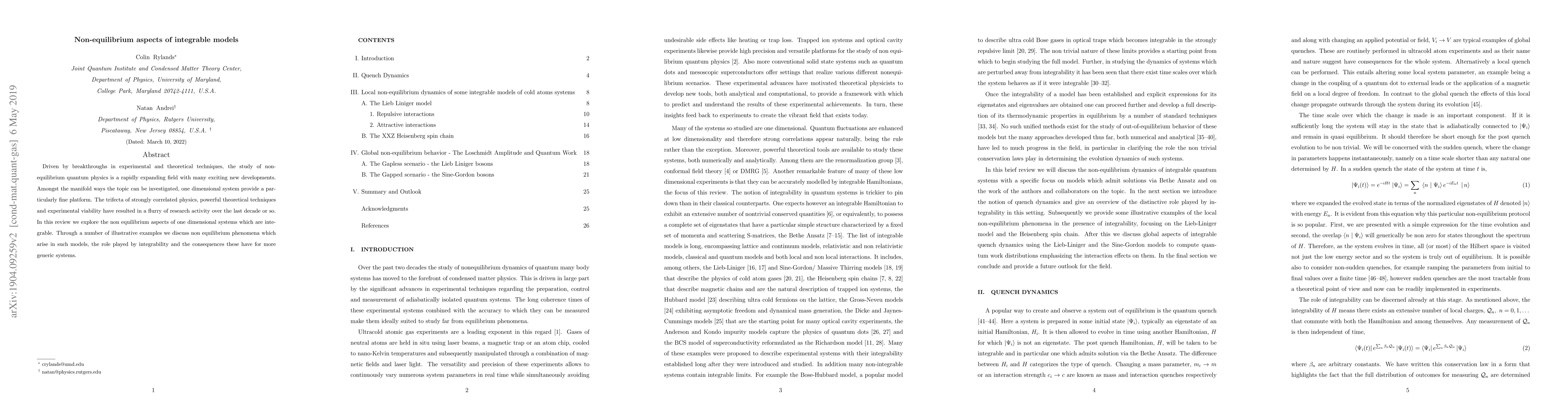 Thumbnail for Non-equilibrium aspects of integrable models