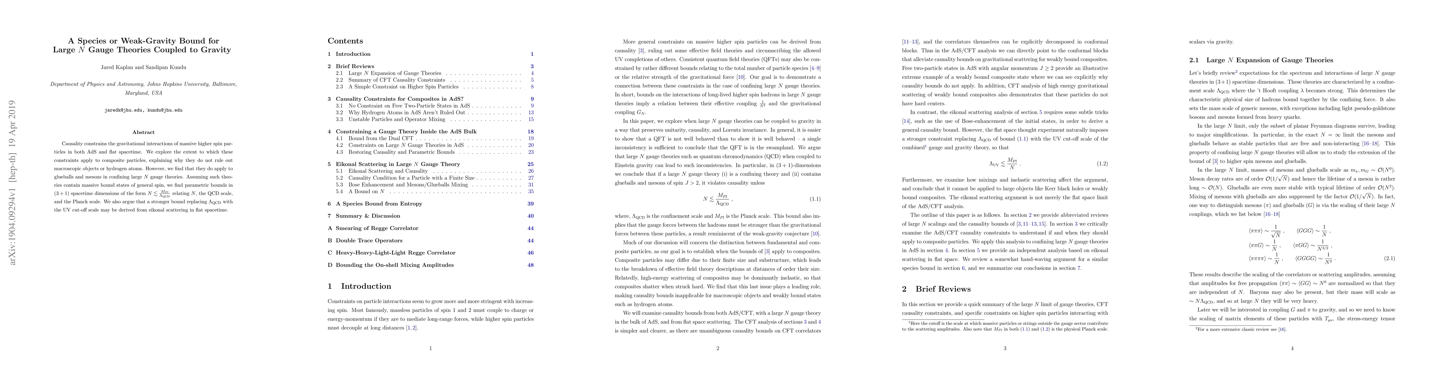 Thumbnail for A Species or Weak-Gravity Bound for Large $N$ Gauge Theories Coupled to
  Gravity