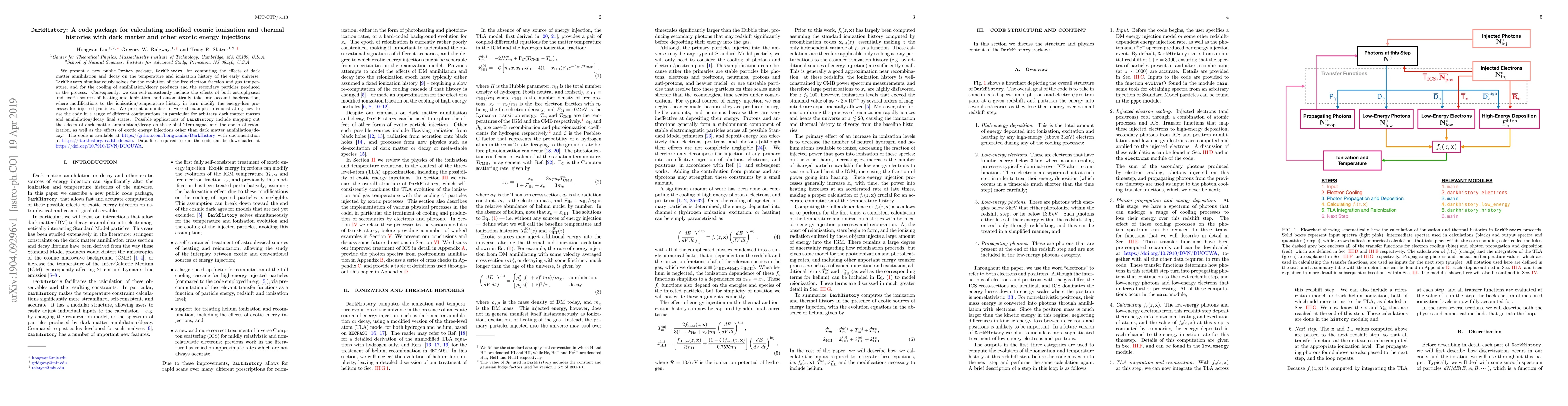 Thumbnail for DarkHistory: A code package for calculating modified cosmic ionization
  and thermal histories with dark matter and other exotic energy injections