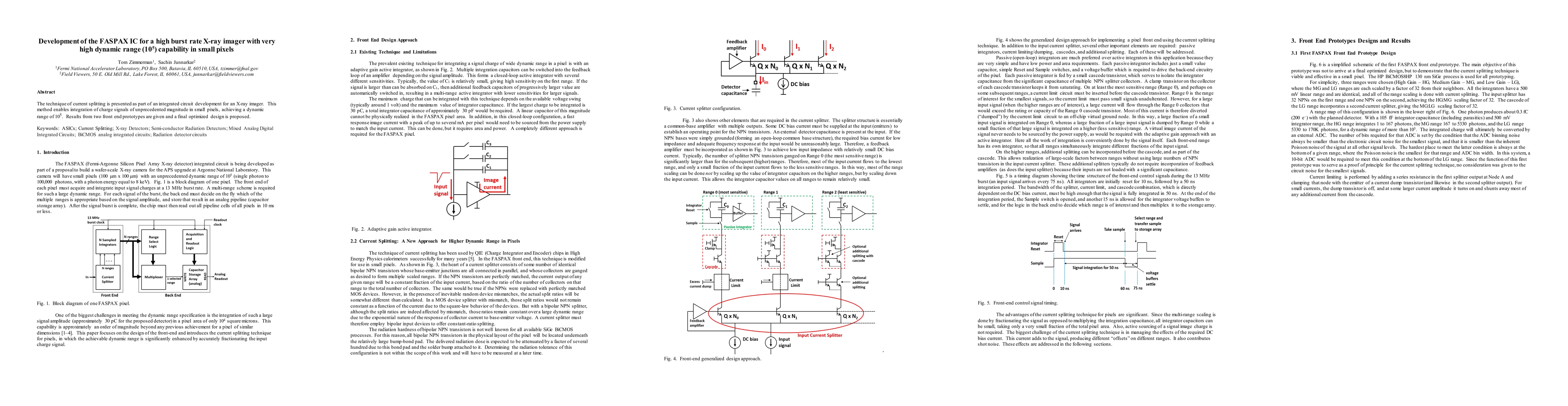 Thumbnail for Development of the FASPAX IC for a high burst rate X-ray imager with
  very high dynamic range (${10^5}$) capability in small pixels