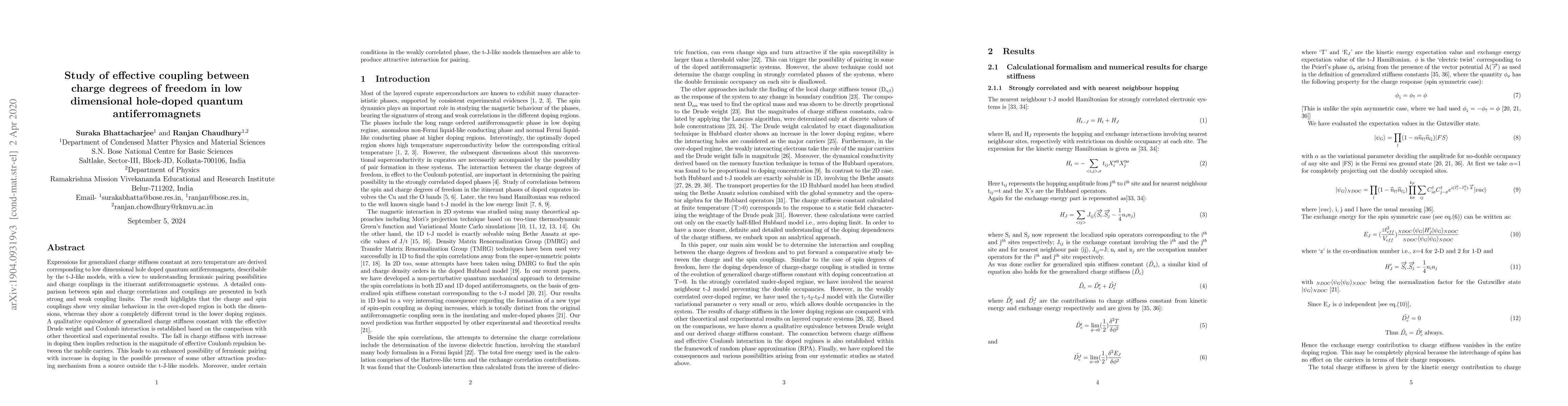 Thumbnail for Study of effective coupling between charge degrees of freedom in low
  dimensional hole-doped quantum antiferromagnets