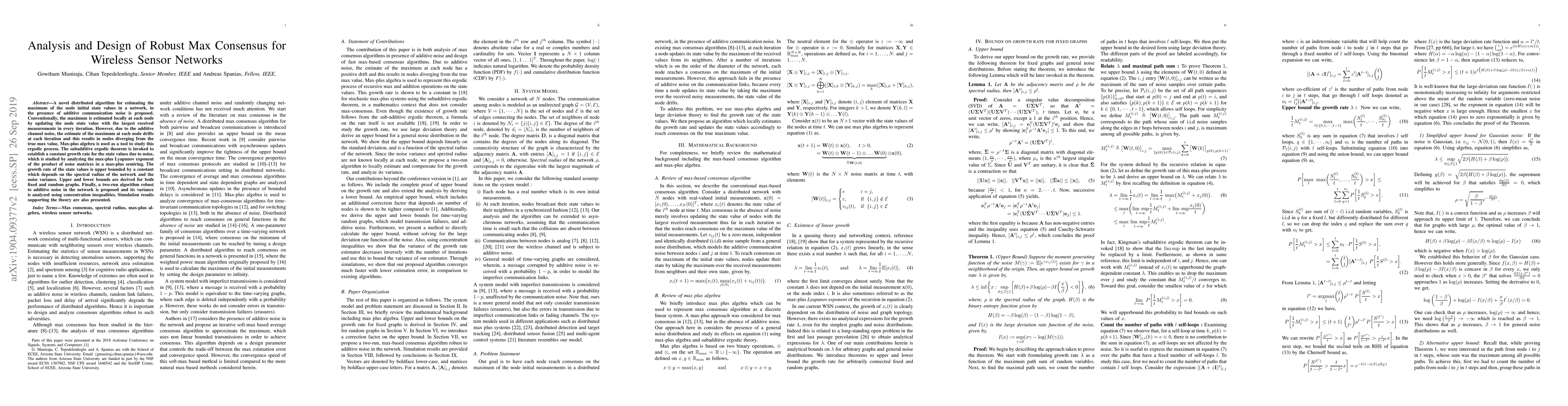 Thumbnail for Analysis and Design of Robust Max Consensus for Wireless Sensor Networks