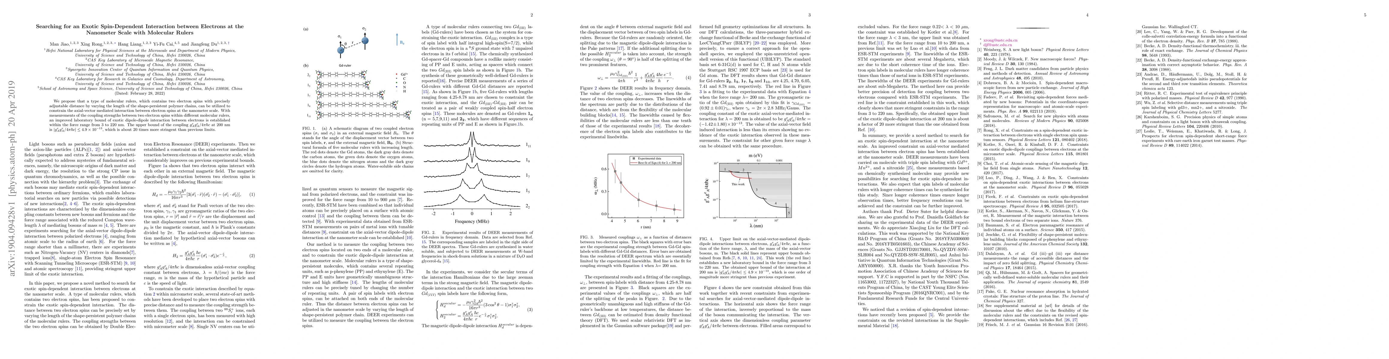 Thumbnail for Searching for an Exotic Spin-Dependent Interaction between Electrons at
  the Nanometer Scale with Molecular Rulers