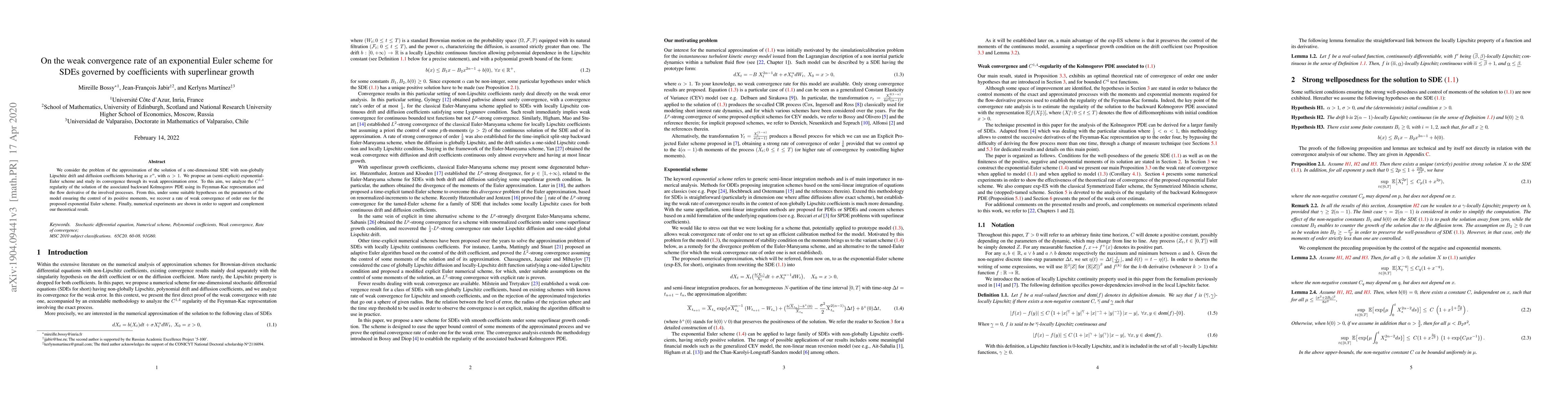 Thumbnail for On the weak convergence rate of an exponential Euler scheme for SDEs
  governed by coefficients with superlinear growth