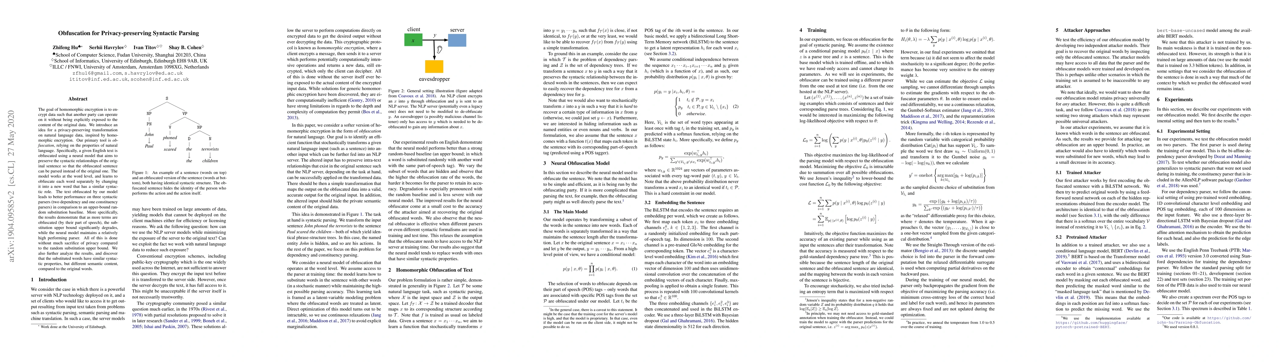 Thumbnail for Obfuscation for Privacy-preserving Syntactic Parsing