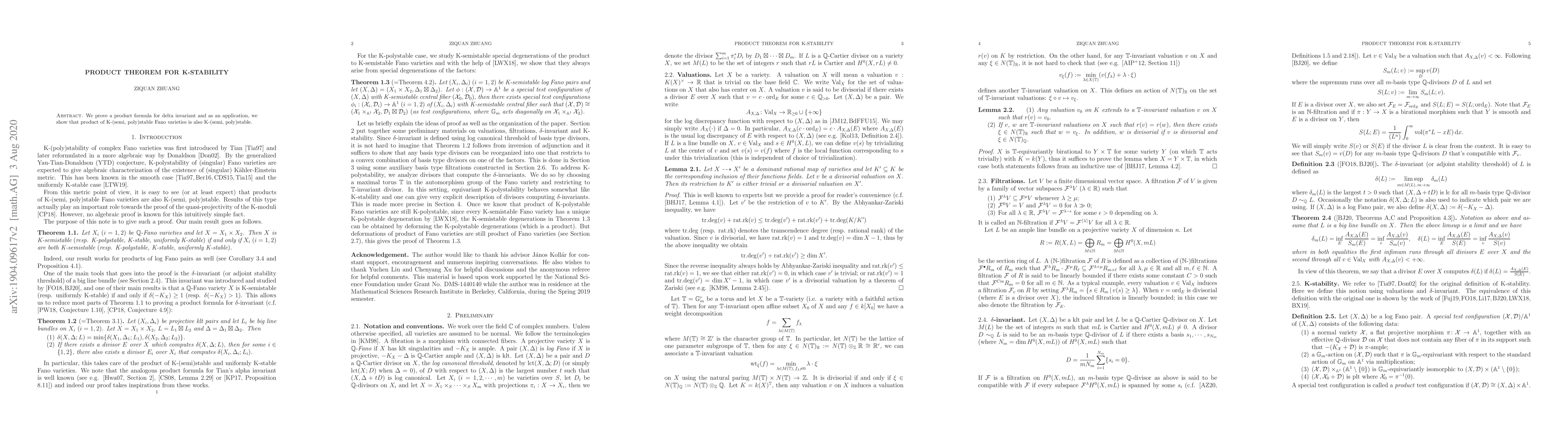 Thumbnail for Product theorem for K-stability