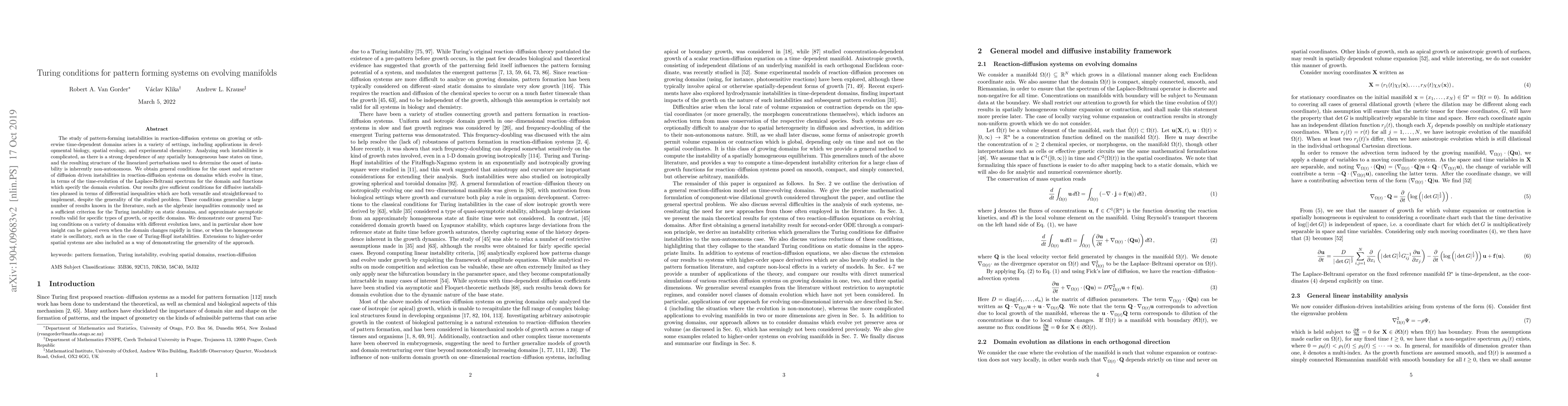 Thumbnail for Turing conditions for pattern forming systems on evolving manifolds