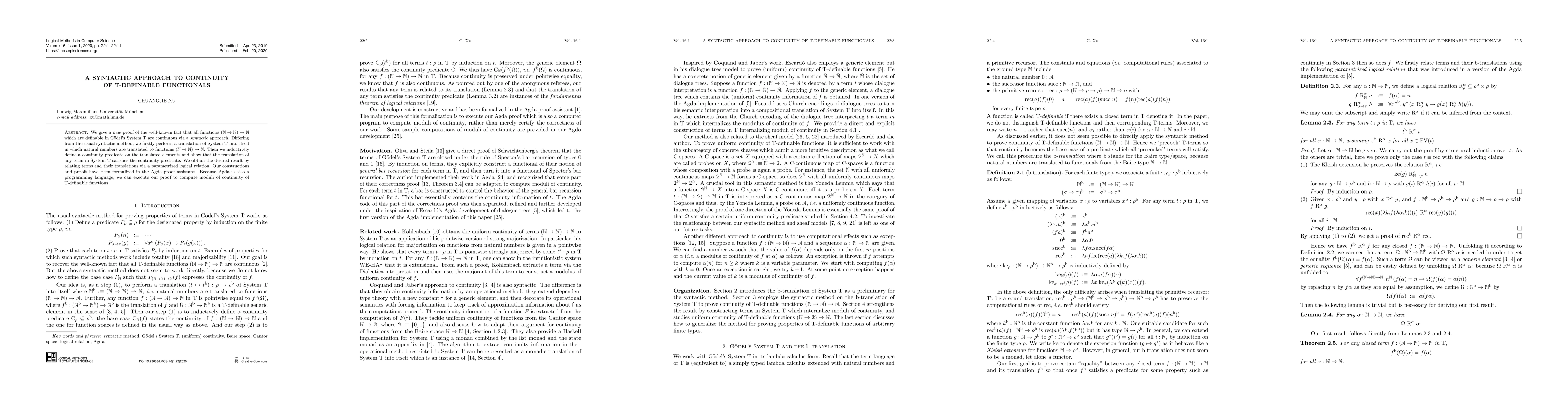 Thumbnail for A syntactic approach to continuity of T-definable functionals