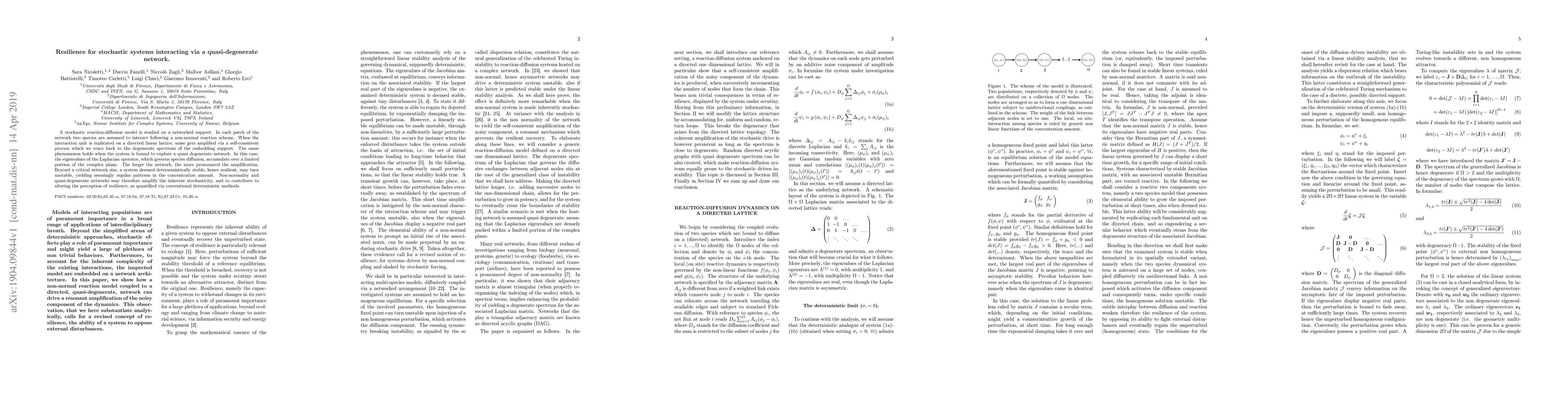 Thumbnail for Resilience for stochastic systems interacting via a quasi-degenerate
  network