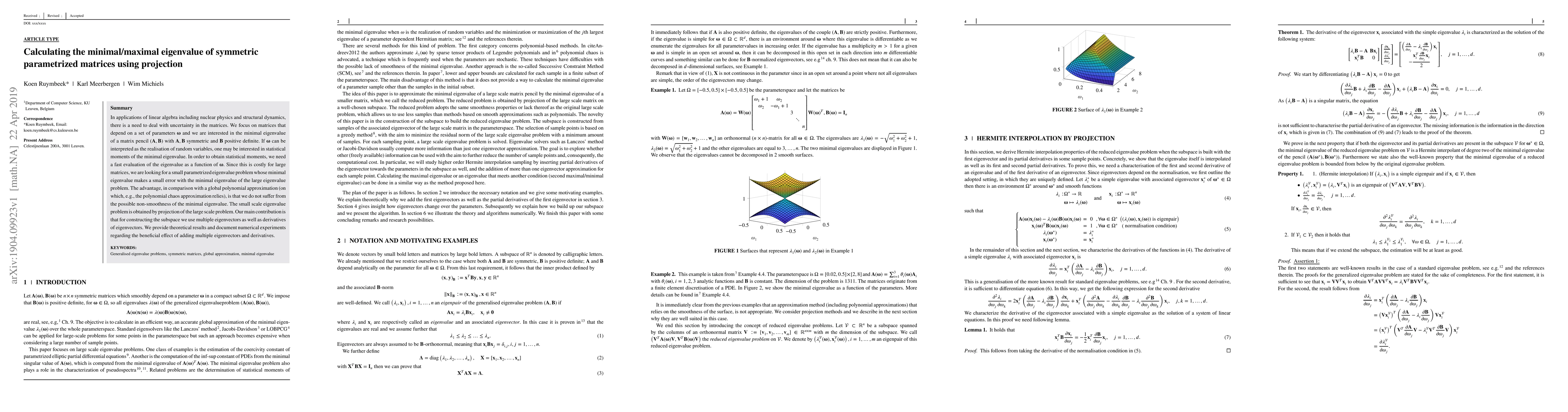 Thumbnail for Calculating the minimal/maximal eigenvalue of symmetric parametrized
  matrices using projection