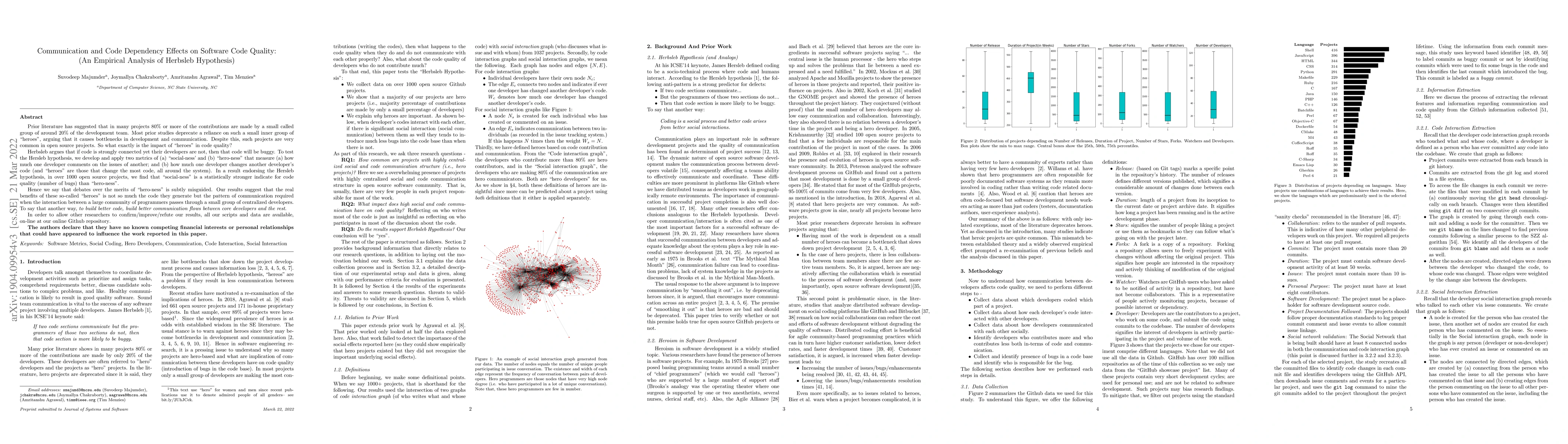 Thumbnail for Communication and Code Dependency Effects on Software Code Quality: An
  Empirical Analysis of Herbsleb Hypothesis