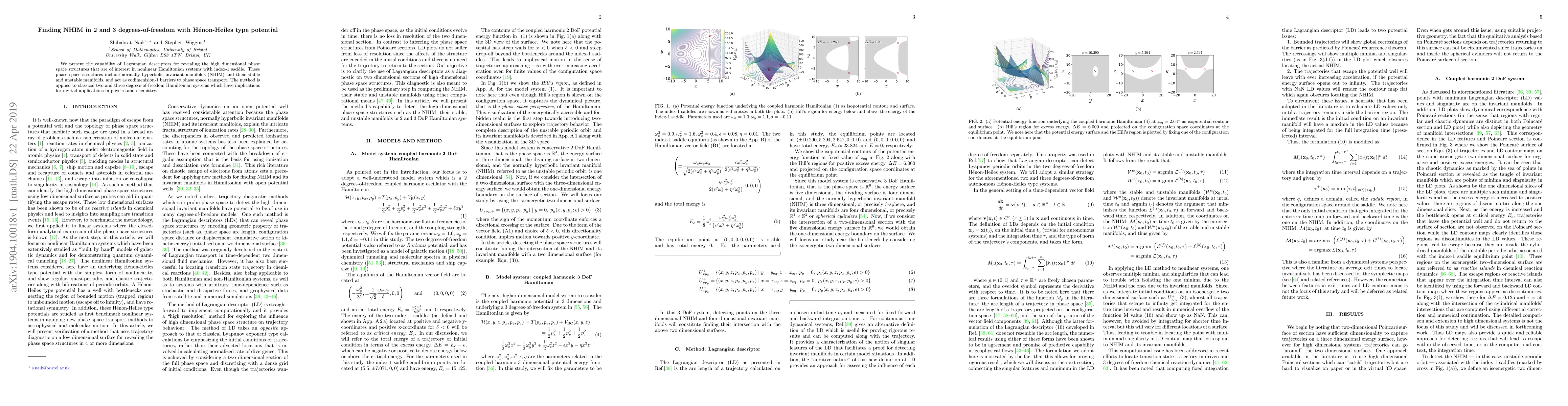 Thumbnail for Finding NHIM in 2 and 3 degrees-of-freedom with H\'enon-Heiles type
  potential