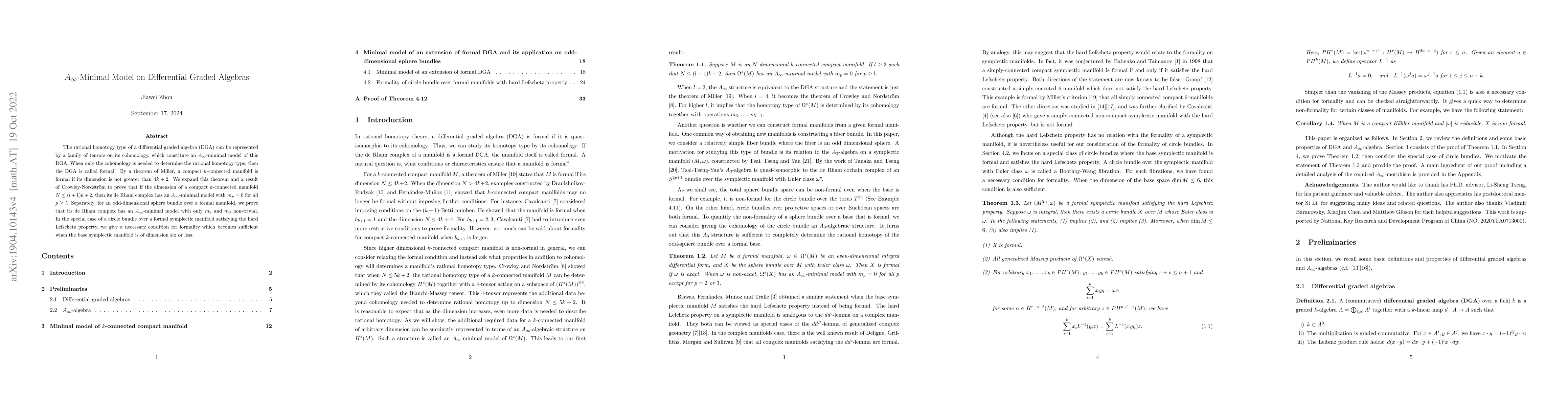 Thumbnail for $A_\infty$-Minimal Model on Differential Graded Algebras