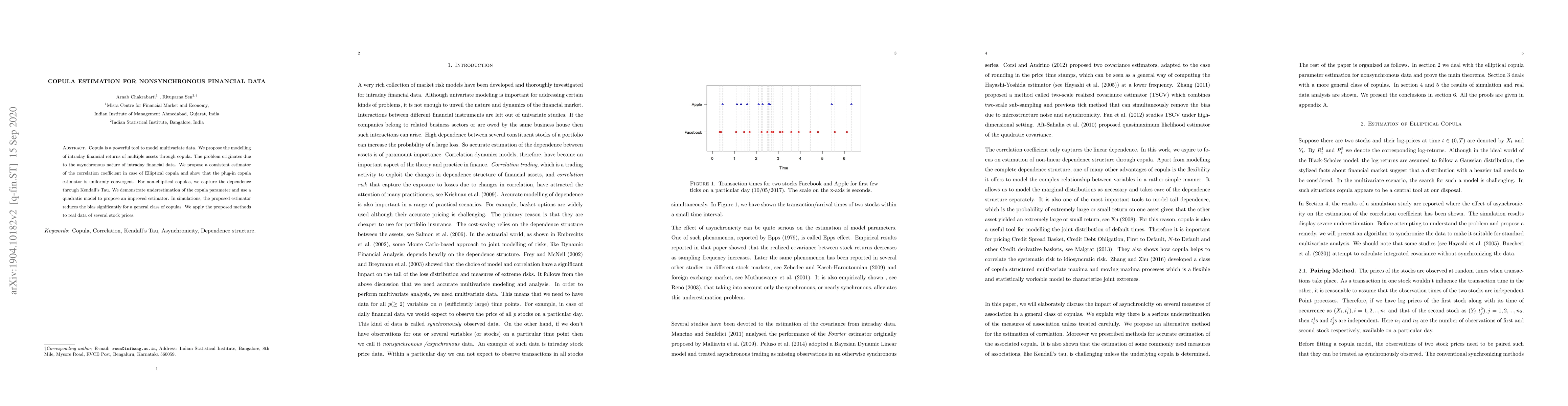 Thumbnail for Copula estimation for nonsynchronous financial data