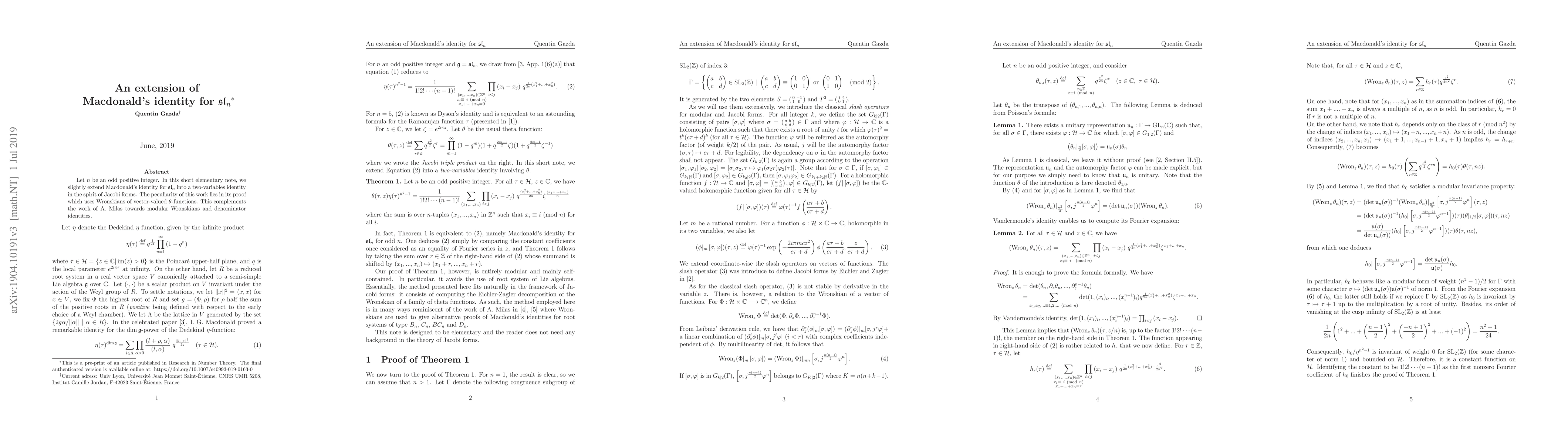 Thumbnail for An extension of Macdonald's identity for $\mathfrak{sl}_n$