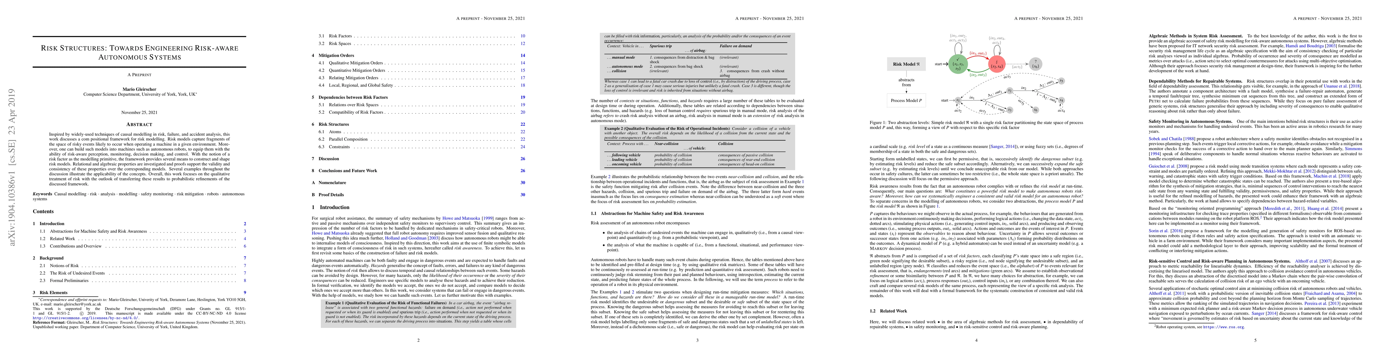 Thumbnail for Risk Structures: Towards Engineering Risk-aware Autonomous Systems