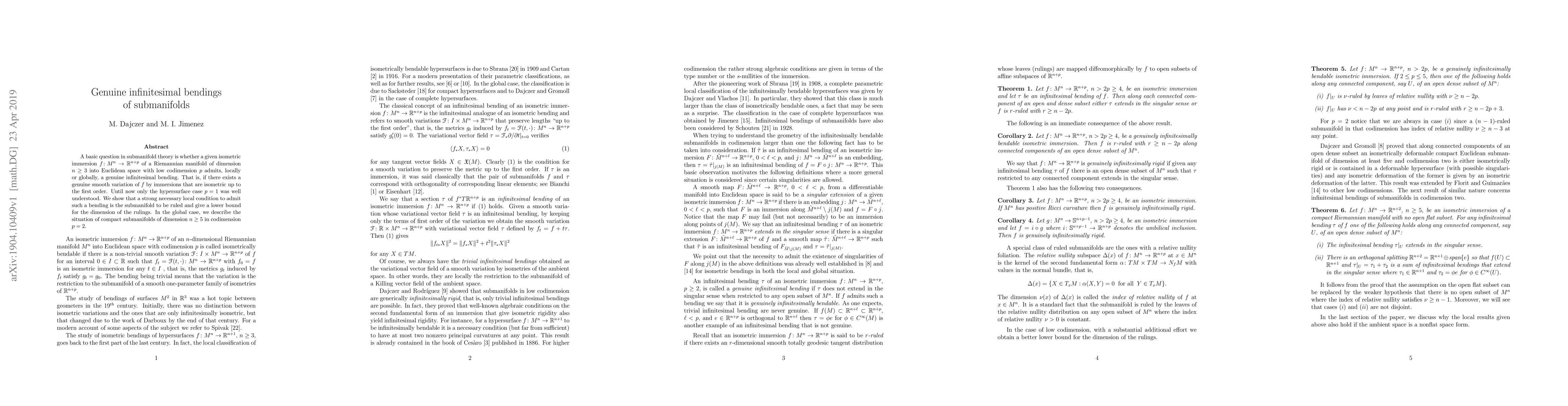 Thumbnail for Genuine infinitesimal bendings of submanifolds