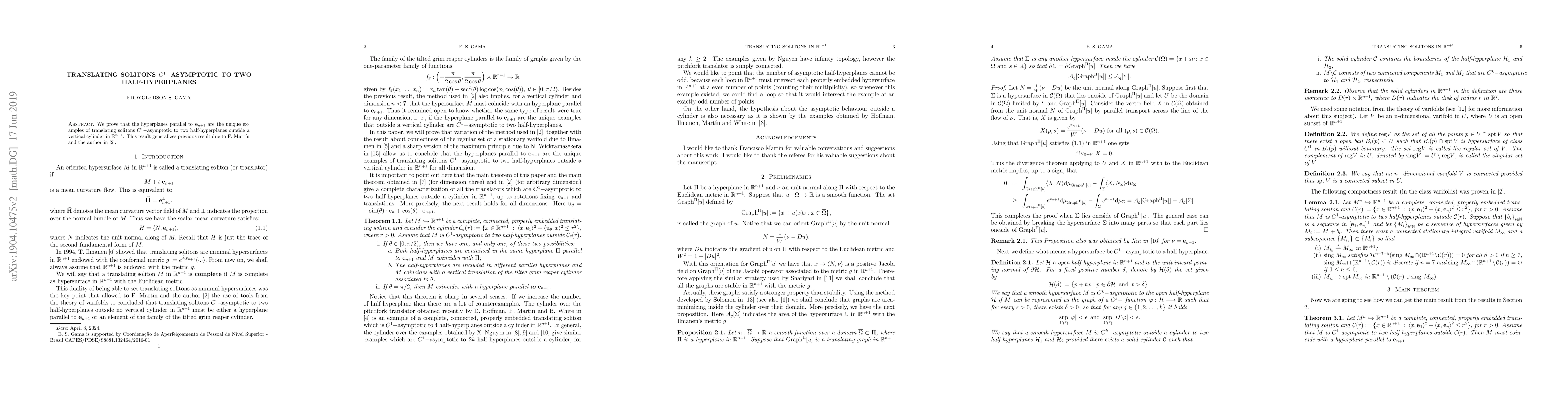 Thumbnail for Translating solitons $C^1-$asymptotic to two half-hyperplanes
