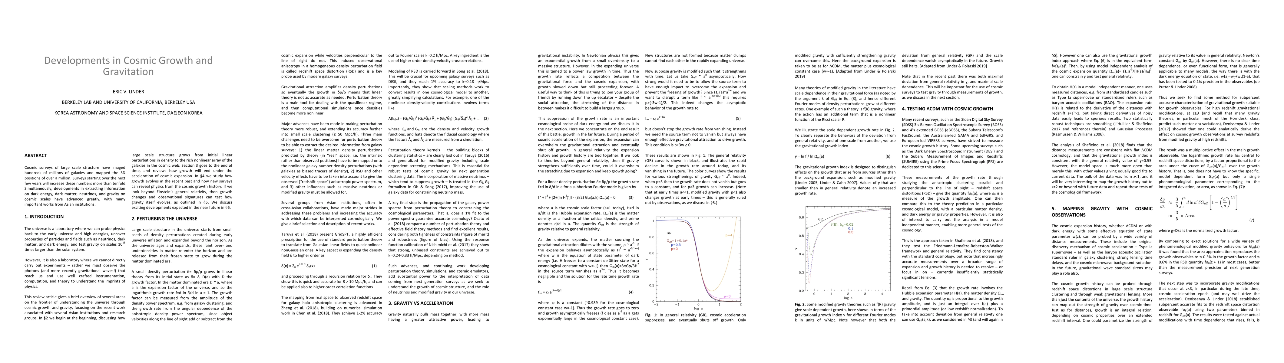 Thumbnail for Developments in Cosmic Growth and Gravitation