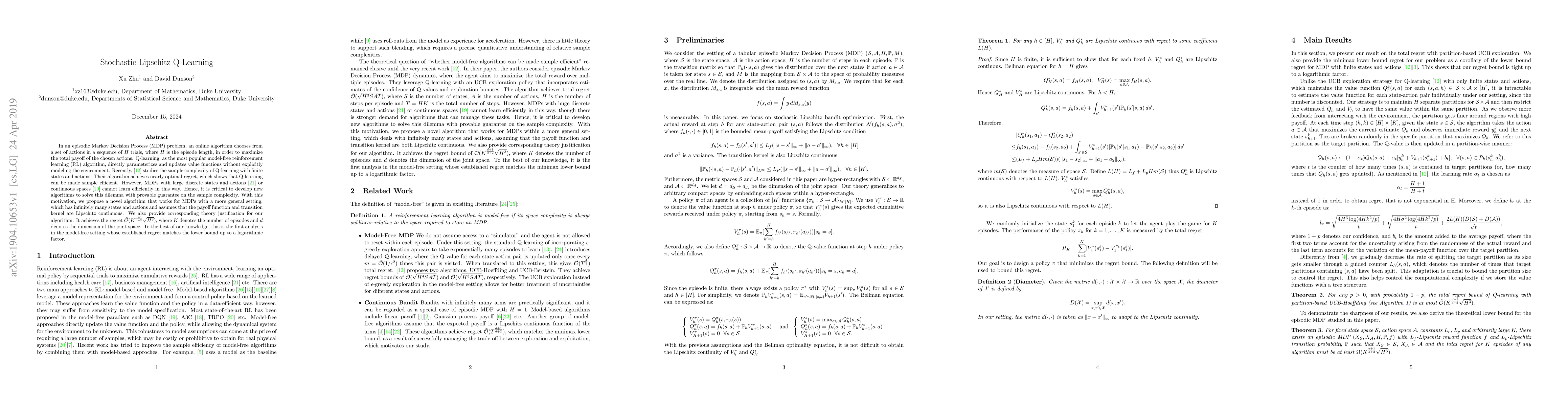 Thumbnail for Stochastic Lipschitz Q-Learning