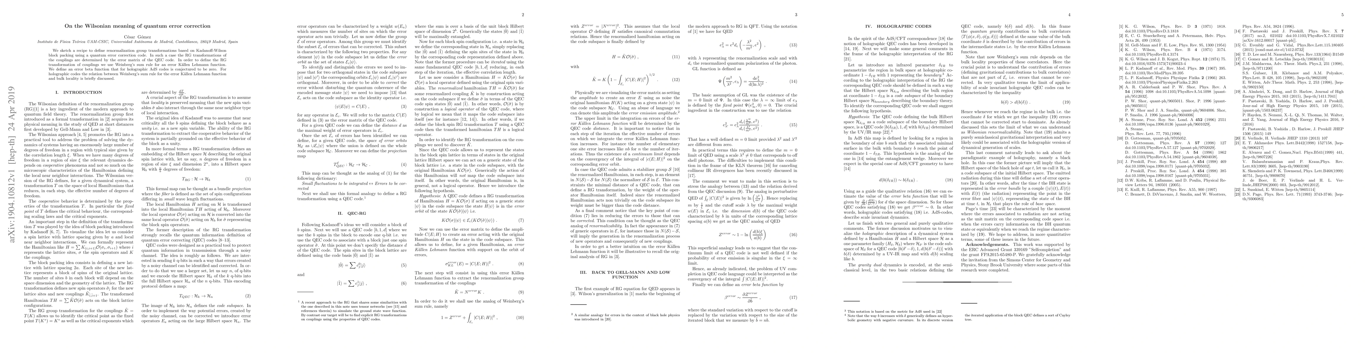 Thumbnail for On the Wilsonian meaning of quantum error correction