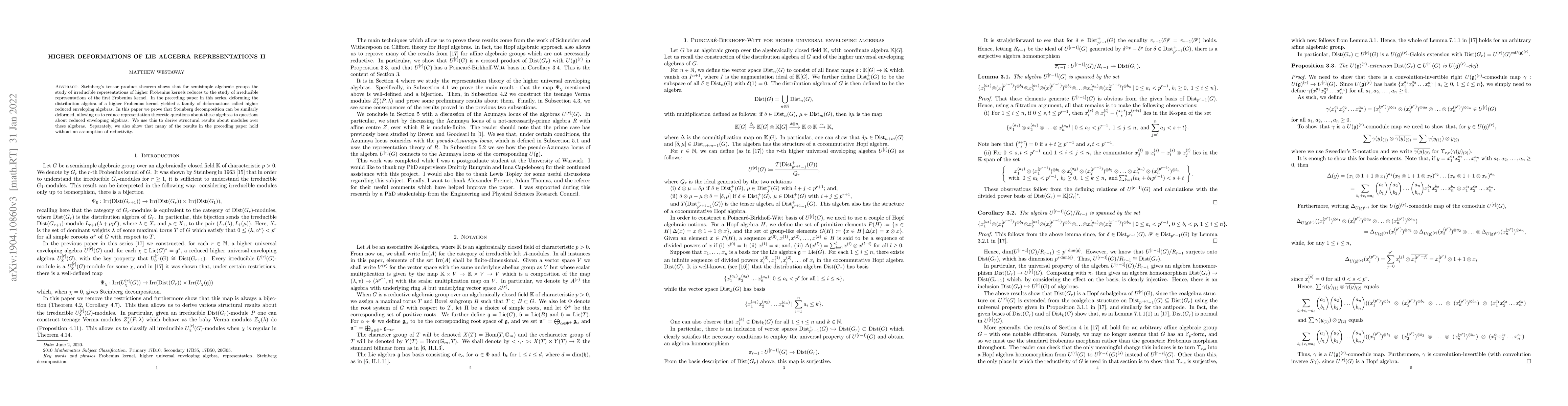 Thumbnail for Higher Deformations of Lie Algebra Representations II