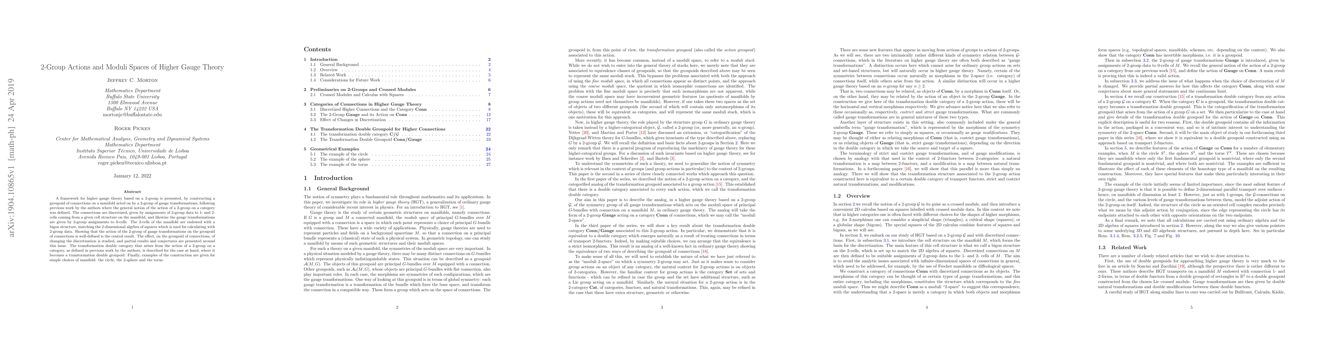 Thumbnail for 2-Group Actions and Moduli Spaces of Higher Gauge Theory