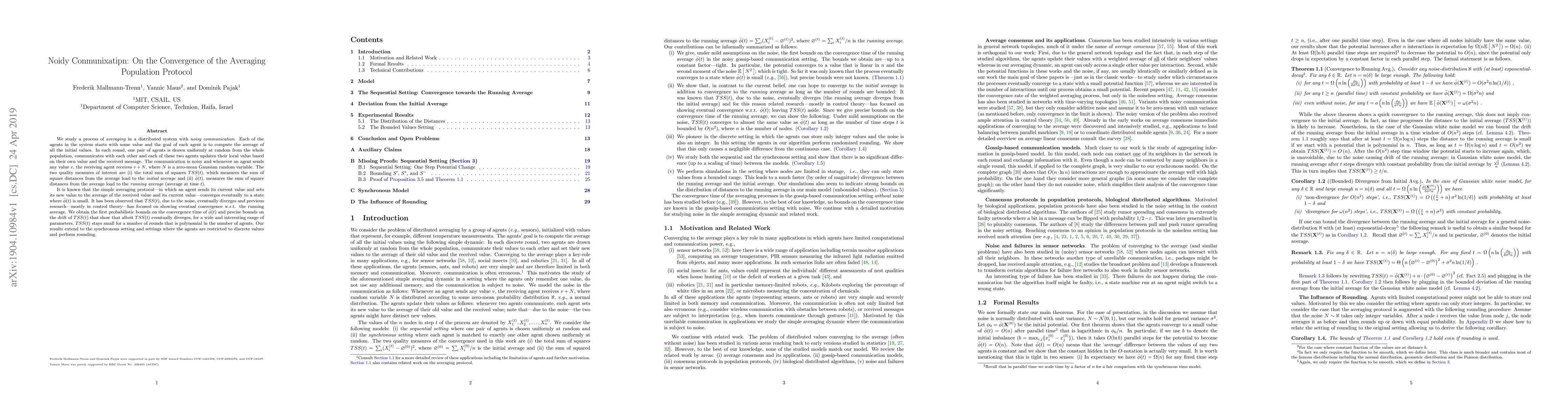 Thumbnail for Noidy Conmunixatipn: On the Convergence of the Averaging Population
  Protocol