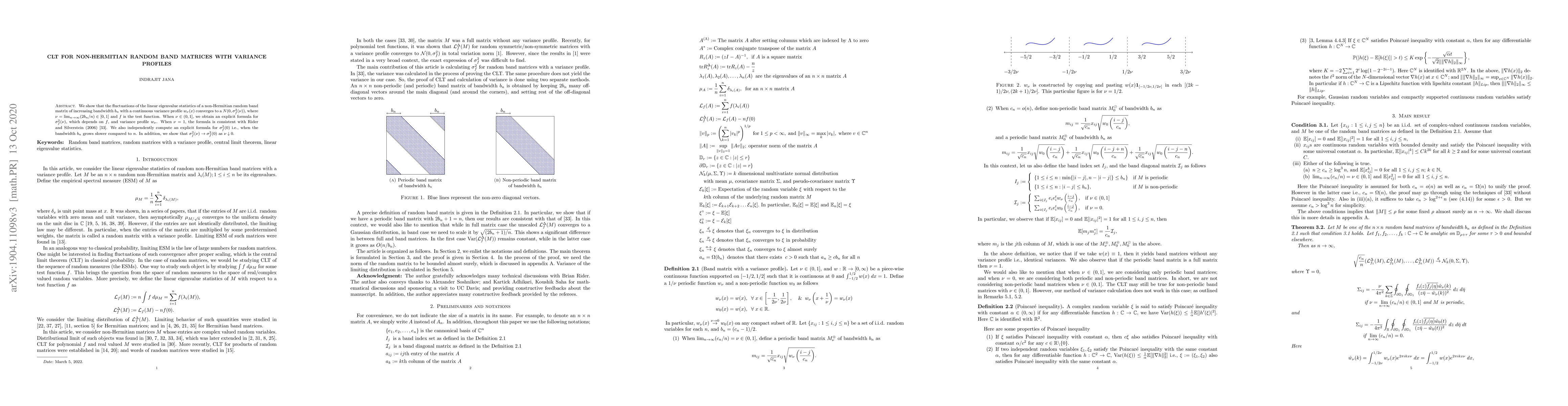 Thumbnail for CLT for non-Hermitian random band matrices with variance profiles