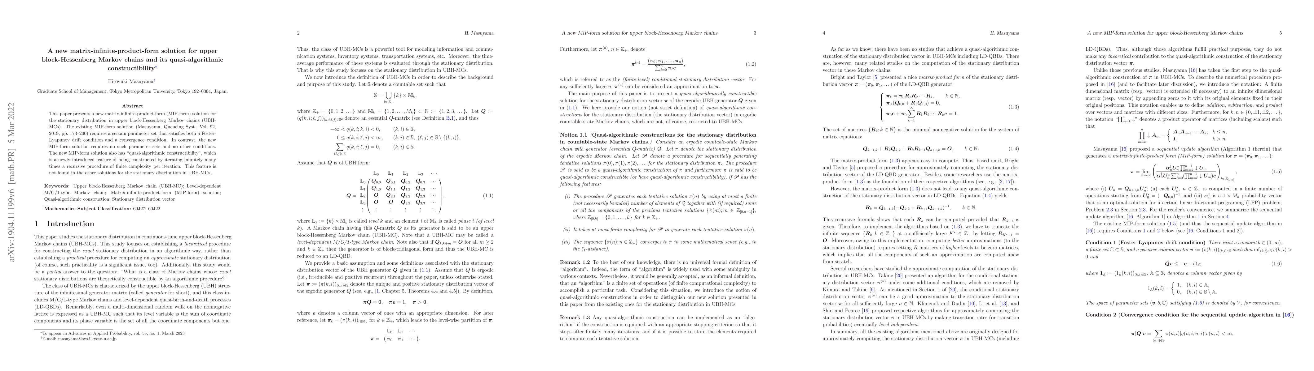Thumbnail for A new matrix-infinite-product-form solution for upper block-Hessenberg
  Markov chains and its quasi-algorithmic constructibility