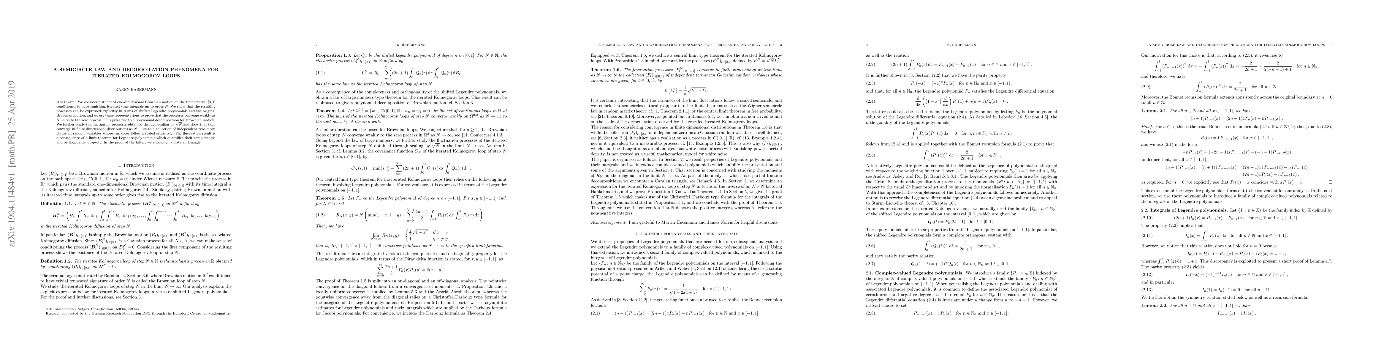 Thumbnail for A semicircle law and decorrelation phenomena for iterated Kolmogorov
  loops