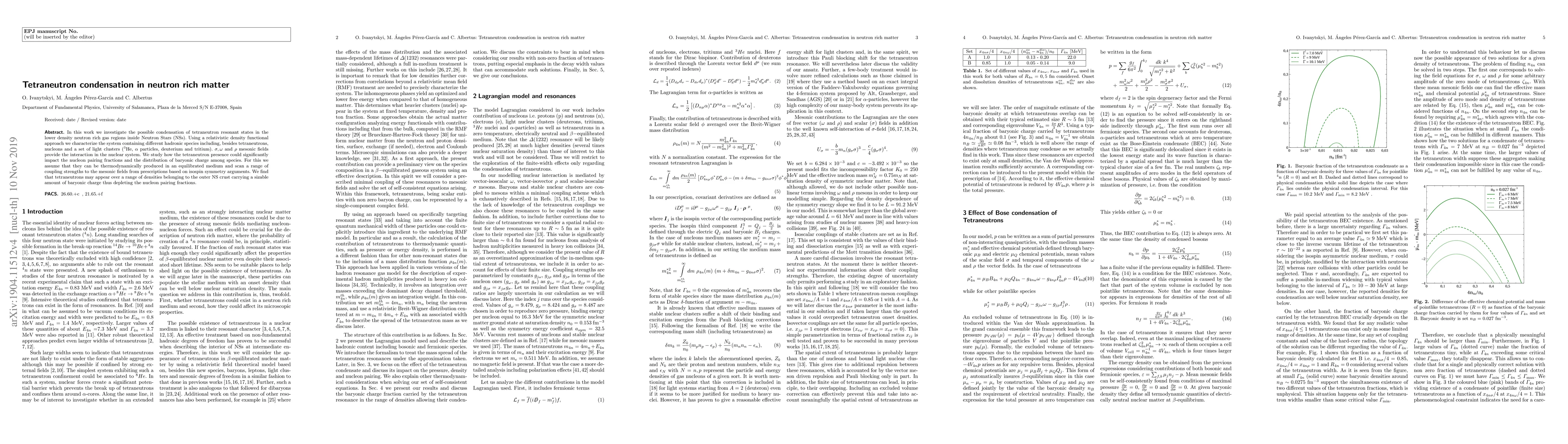 Thumbnail for Tetraneutron condensation in neutron rich matter