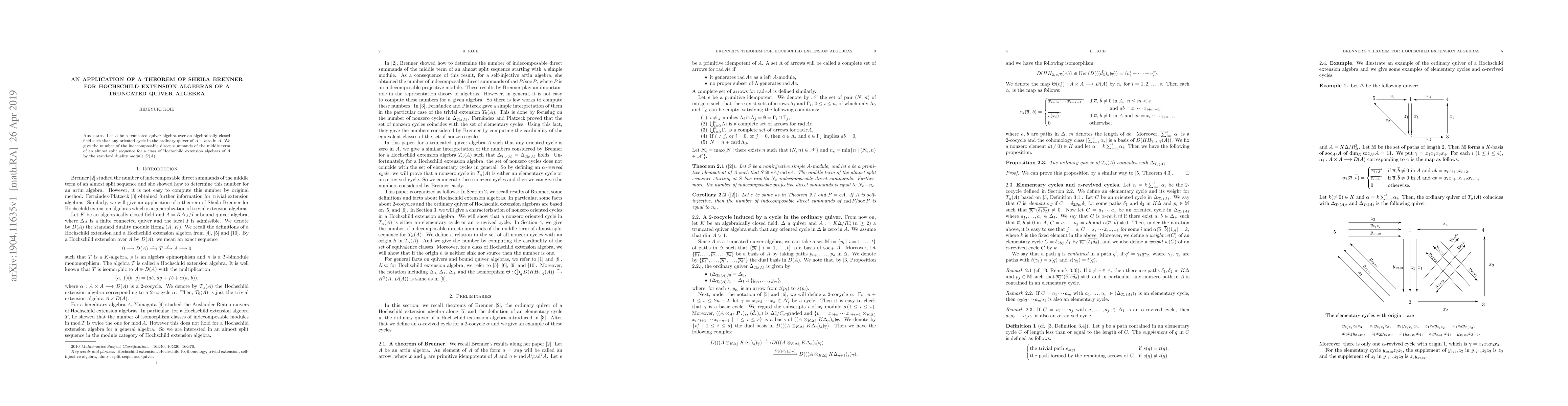 Thumbnail for An application of a theorem of Sheila Brenner for Hochschild extension
  algebras of a truncated quiver algebra