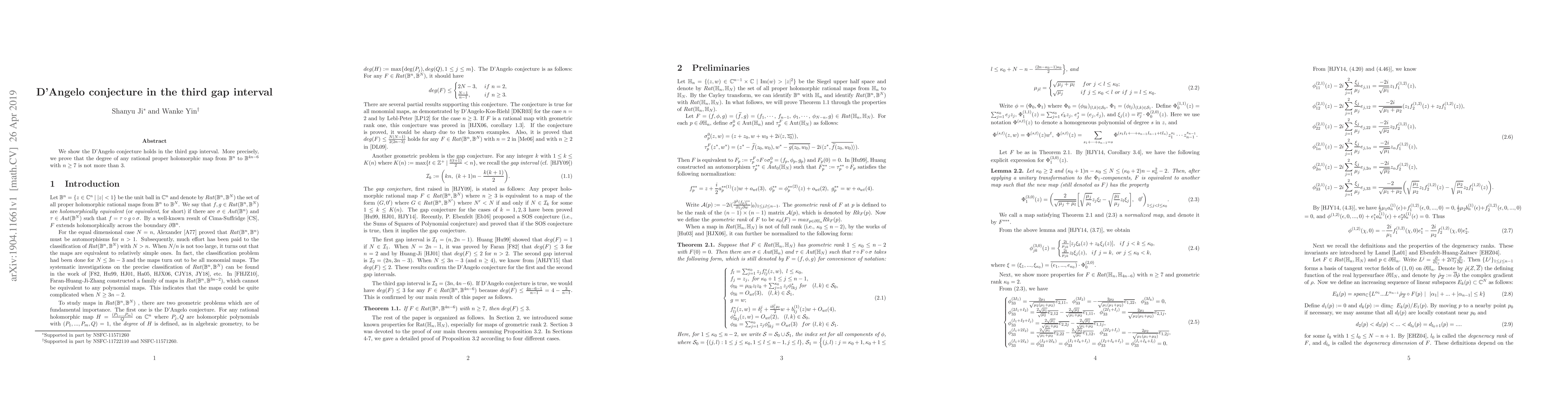Thumbnail for D'Angelo conjecture in the third gap interval