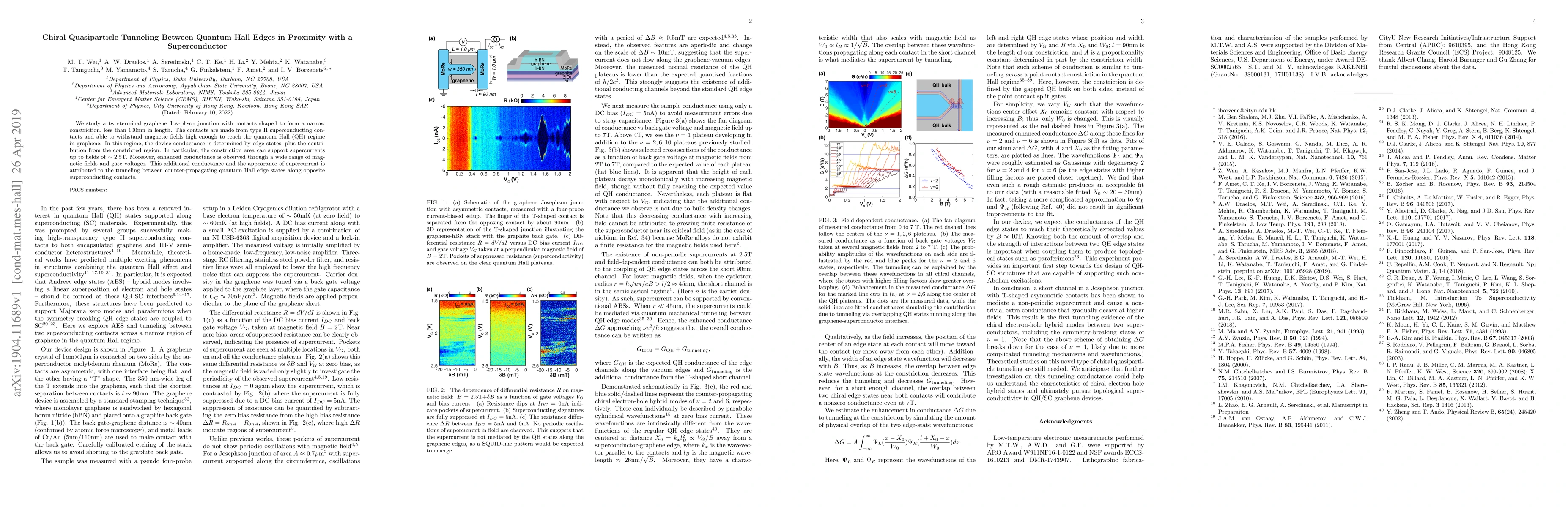 Thumbnail for Chiral Quasiparticle Tunneling Between Quantum Hall Edges in Proximity
  with a Superconductor