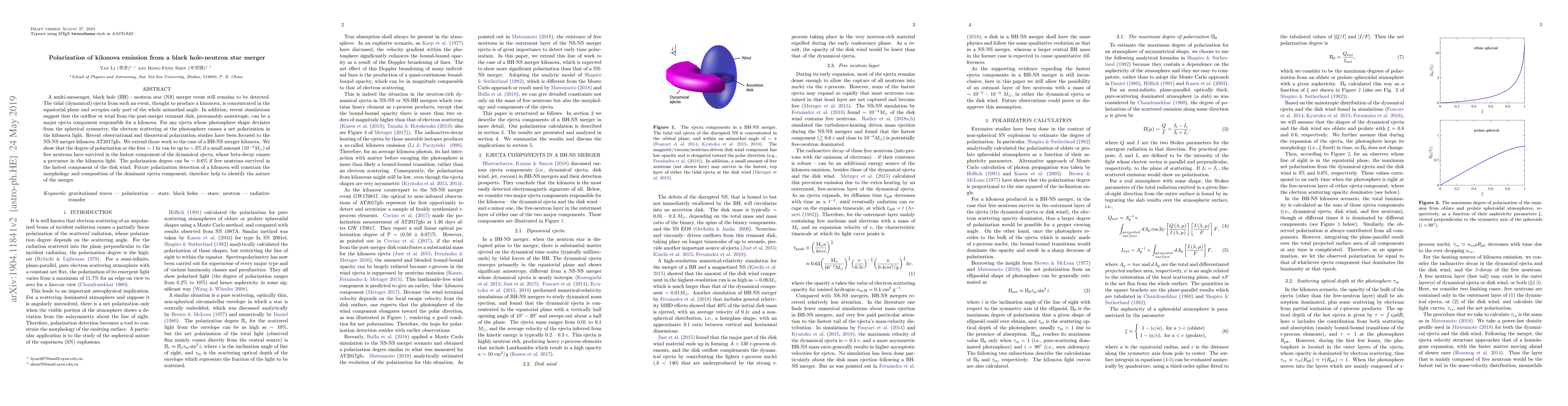 Thumbnail for Polarization of kilonova emission from a black hole-neutron star merger