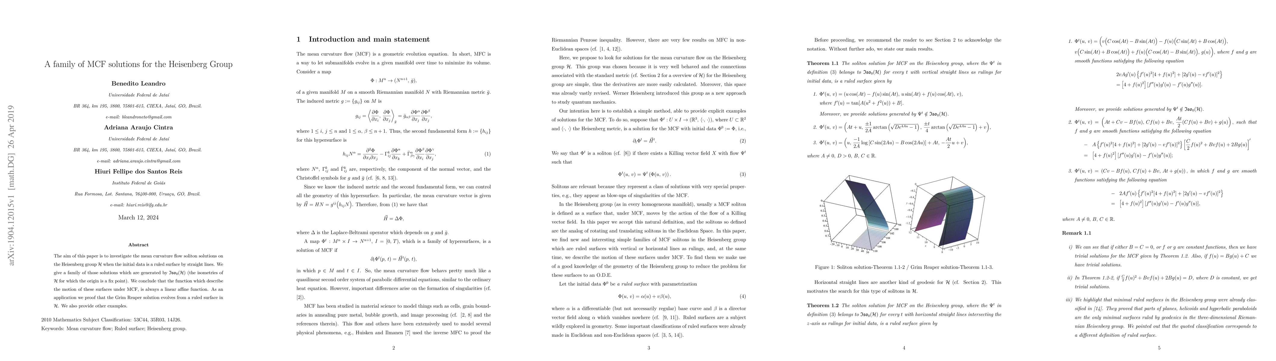 Thumbnail for A family of MCF solutions for the Heisenberg Group