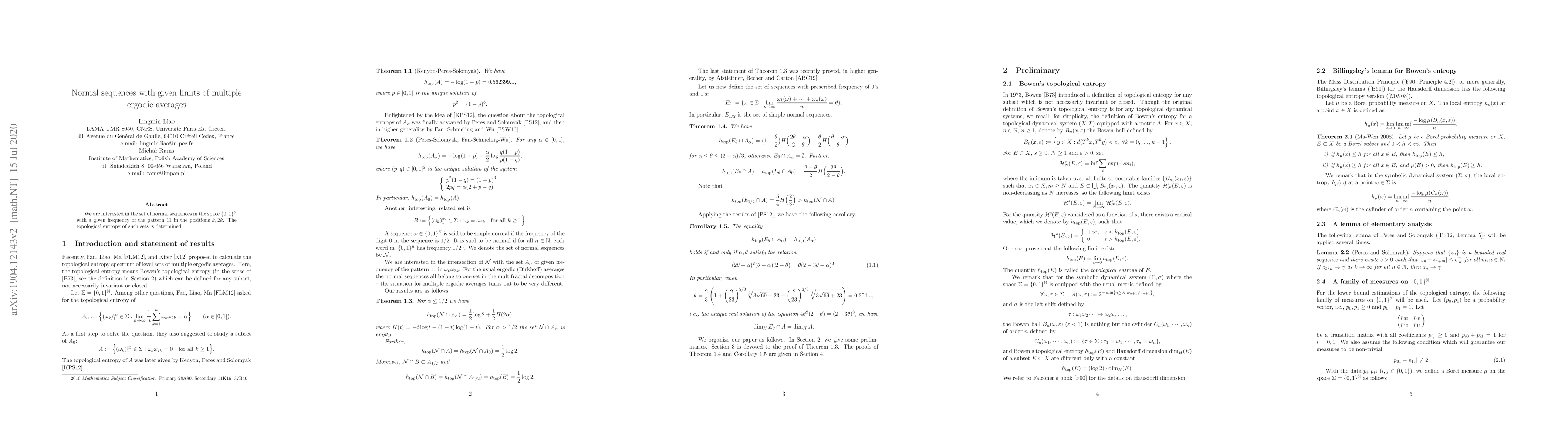 Thumbnail for Normal numbers with given limits of multiple ergodic averages
