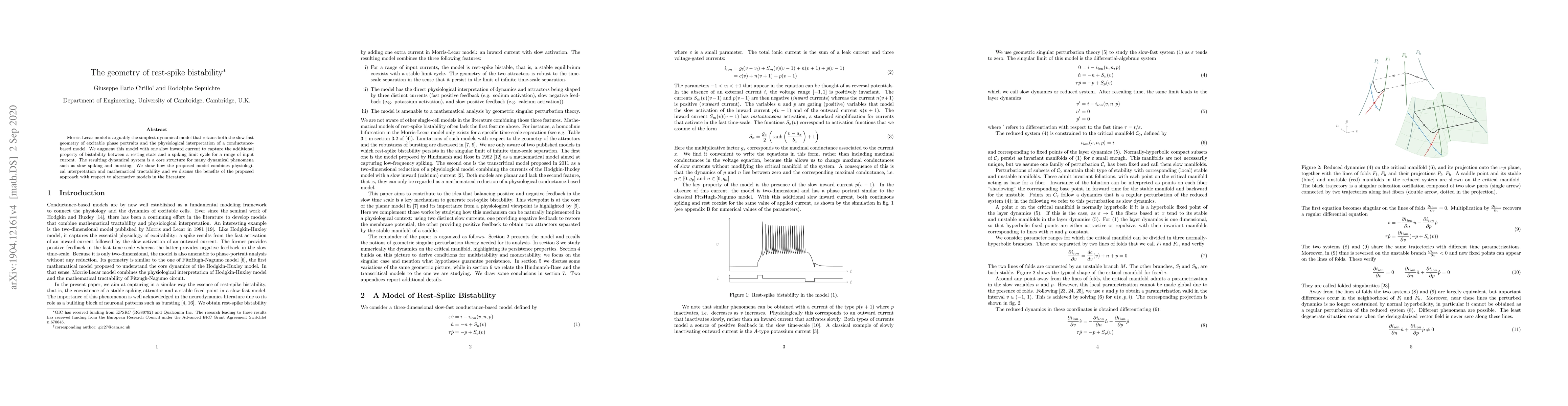 Thumbnail for The geometry of rest-spike bistability