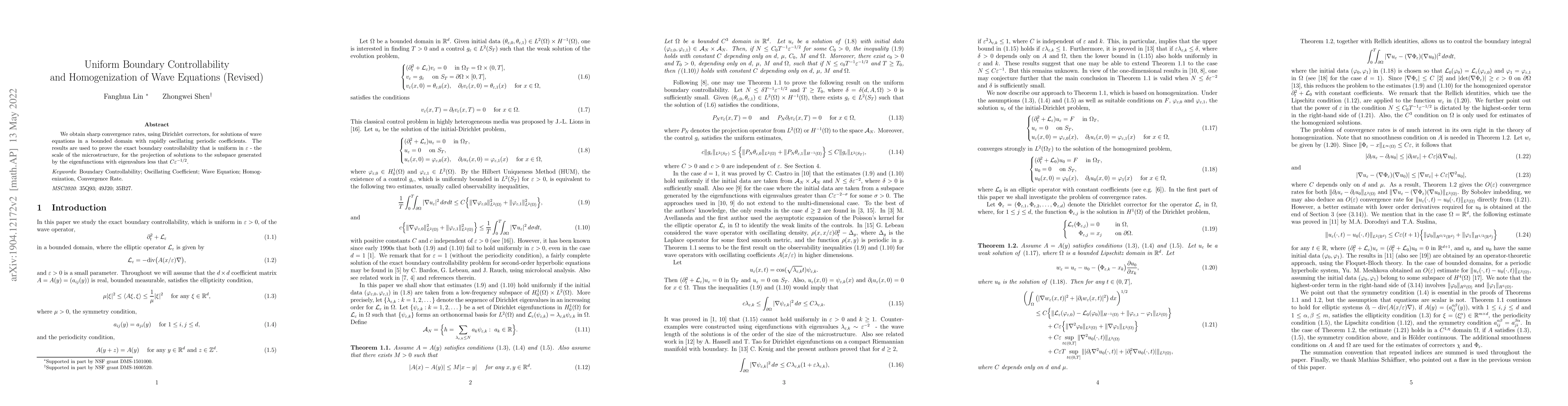 Thumbnail for Uniform Boundary Controllability and Homogenization of Wave Equations