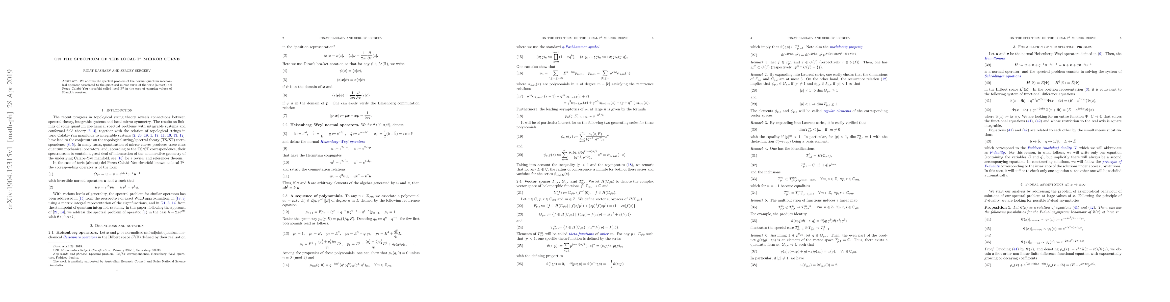 Thumbnail for On the spectrum of the local $\mathbb{P}^2$ mirror curve