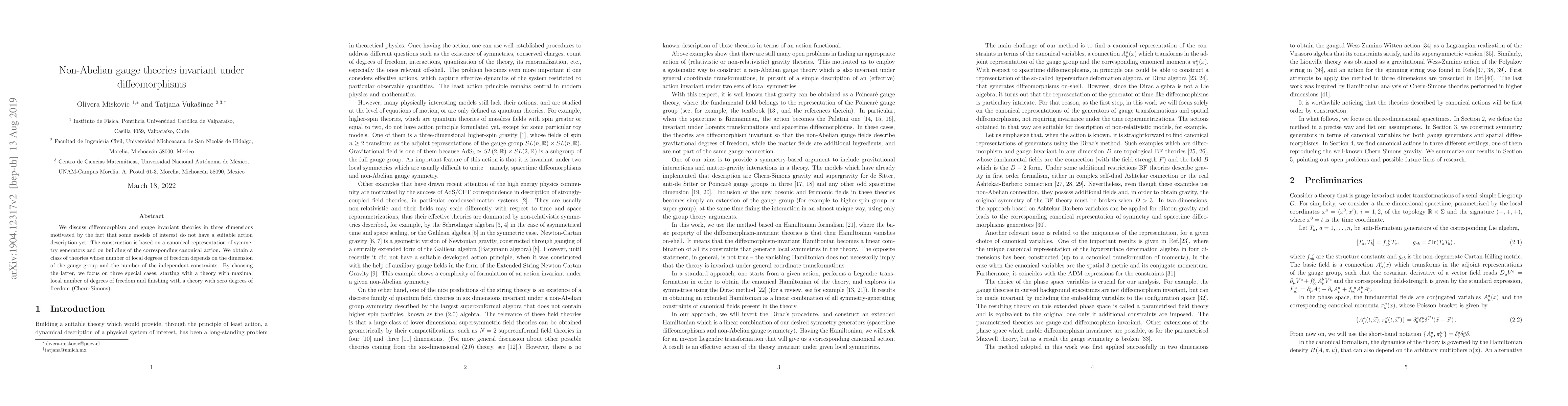 Thumbnail for Non-Abelian gauge theories invariant under diffeomorphisms