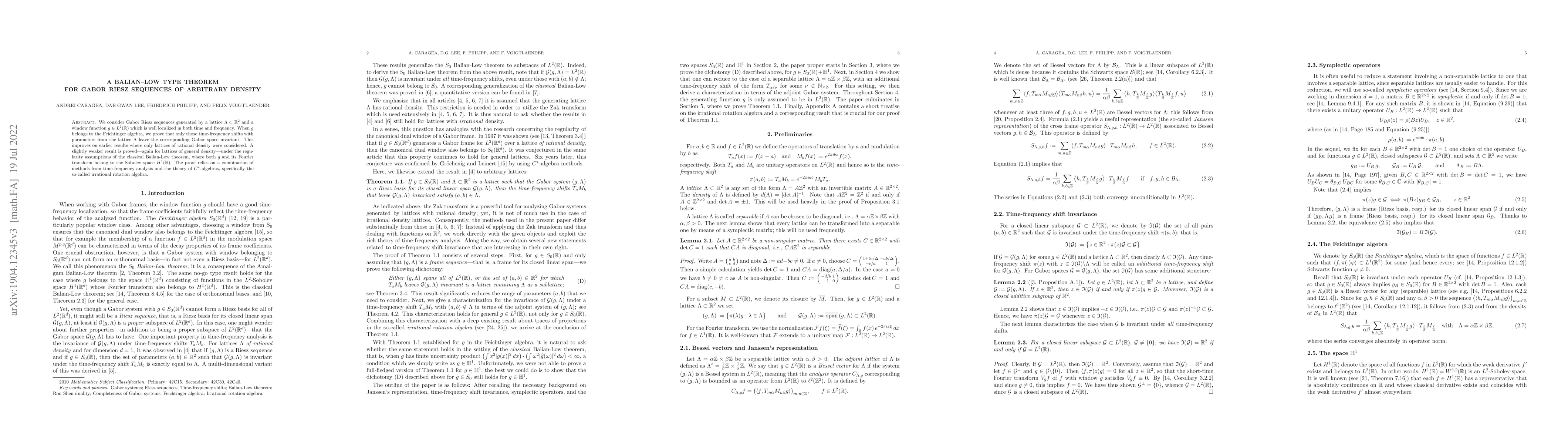 Thumbnail for Time-Frequency Shift Invariance of Gabor Spaces with an $S_0$-Generator