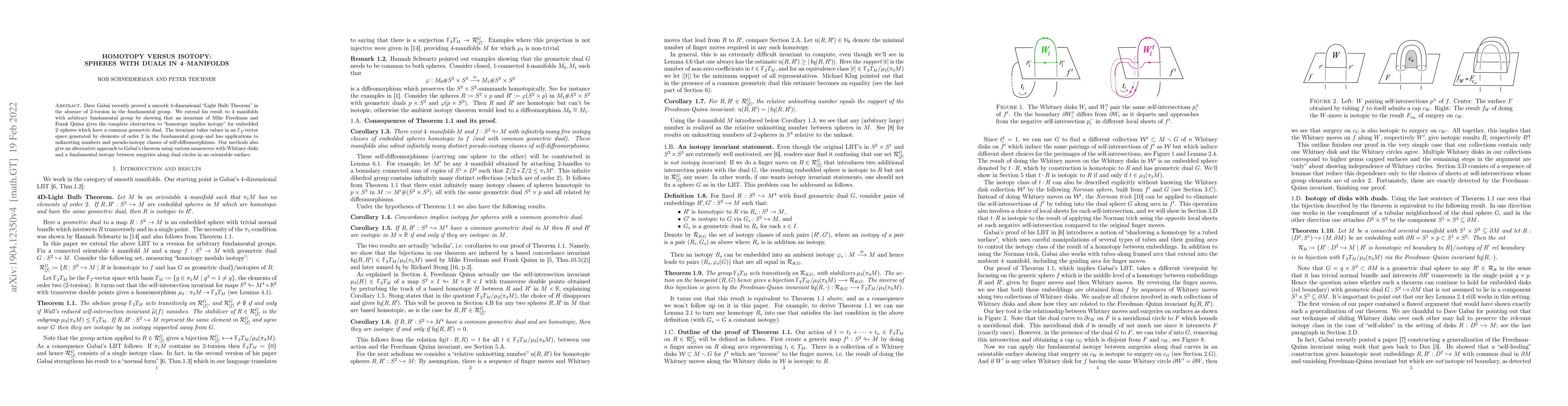 Thumbnail for Homotopy versus isotopy: spheres with duals in 4-manifolds