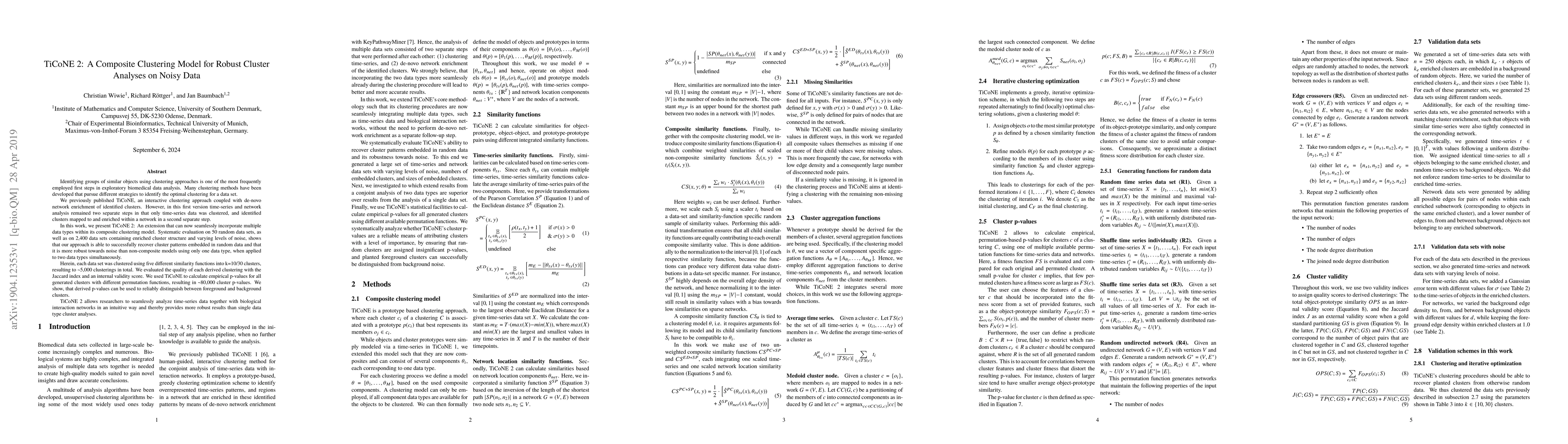 Thumbnail for TiCoNE 2: A Composite Clustering Model for Robust Cluster Analyses on
  Noisy Data