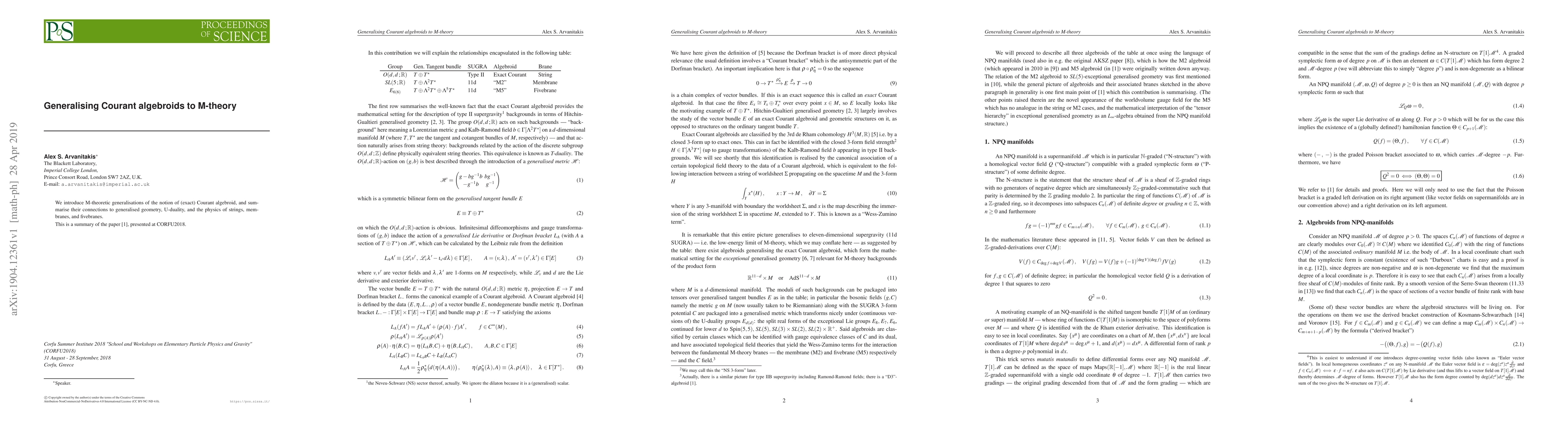 Thumbnail for Generalising Courant algebroids to M-theory