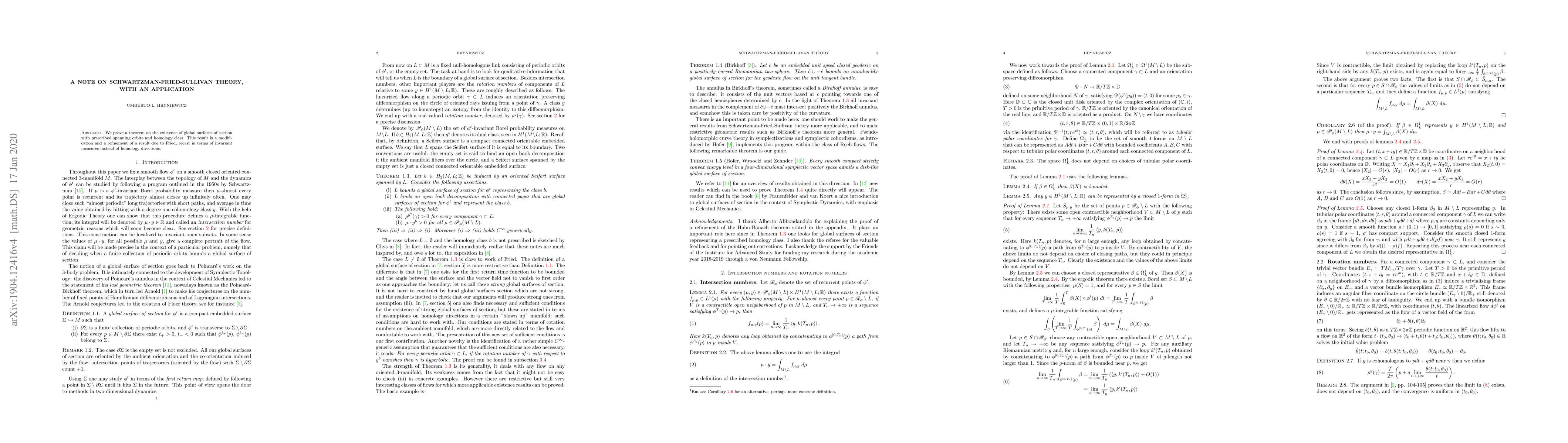 Thumbnail for A note on Schwartzman-Fried-Sullivan Theory, with an application